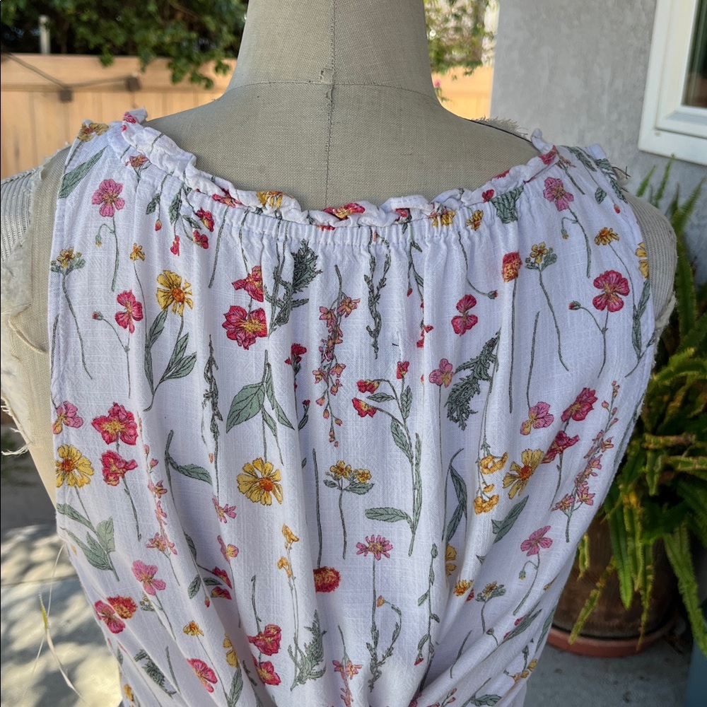 Floral V-Neck Midi Dress by Well Worn, Linen blend-feels great and pockets! Lg - Picture 4 of 8